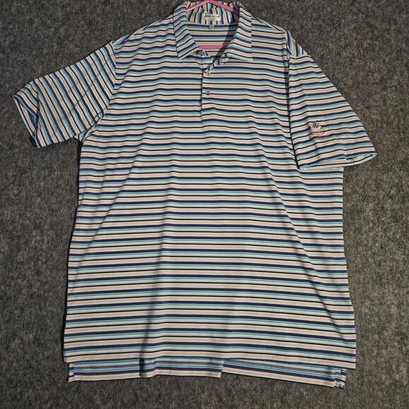 Peter Millar Summer Comfort Golf Polo Shirt Men's XXL Striped Regatta Golf Club - Picture 1 of 8